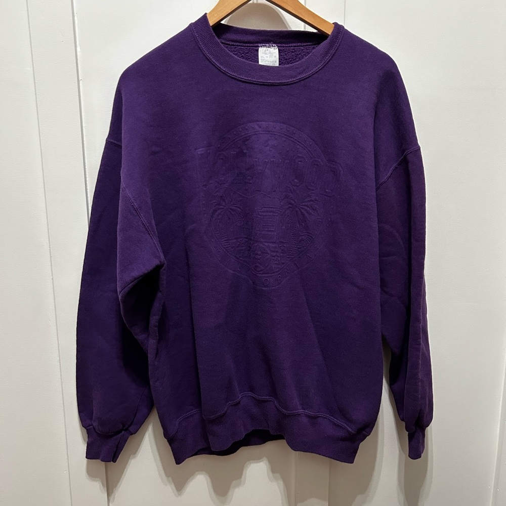 Vintage Hollywood California Embossed oversized Purple Sweatshirt Size XL‎ | USA